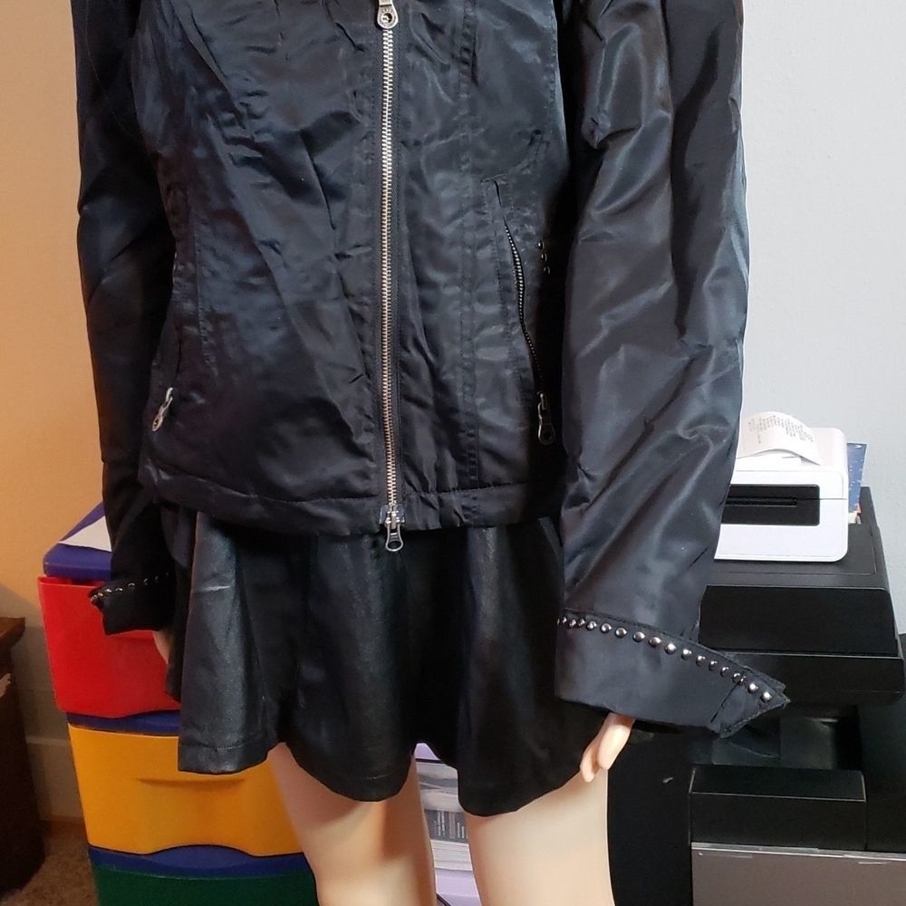 Harley-Davidson Black Winter Coat Nylon Faux Fur Motorcycle Jacket Red Lining‎ M - Picture 4 of 12